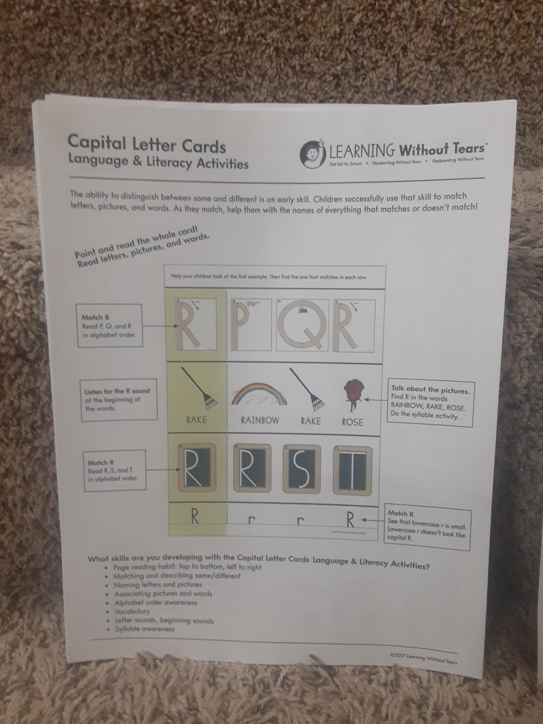 Paper Capital Letter Cards, Learning Without Tears, Brand New, NOT LAMINATED