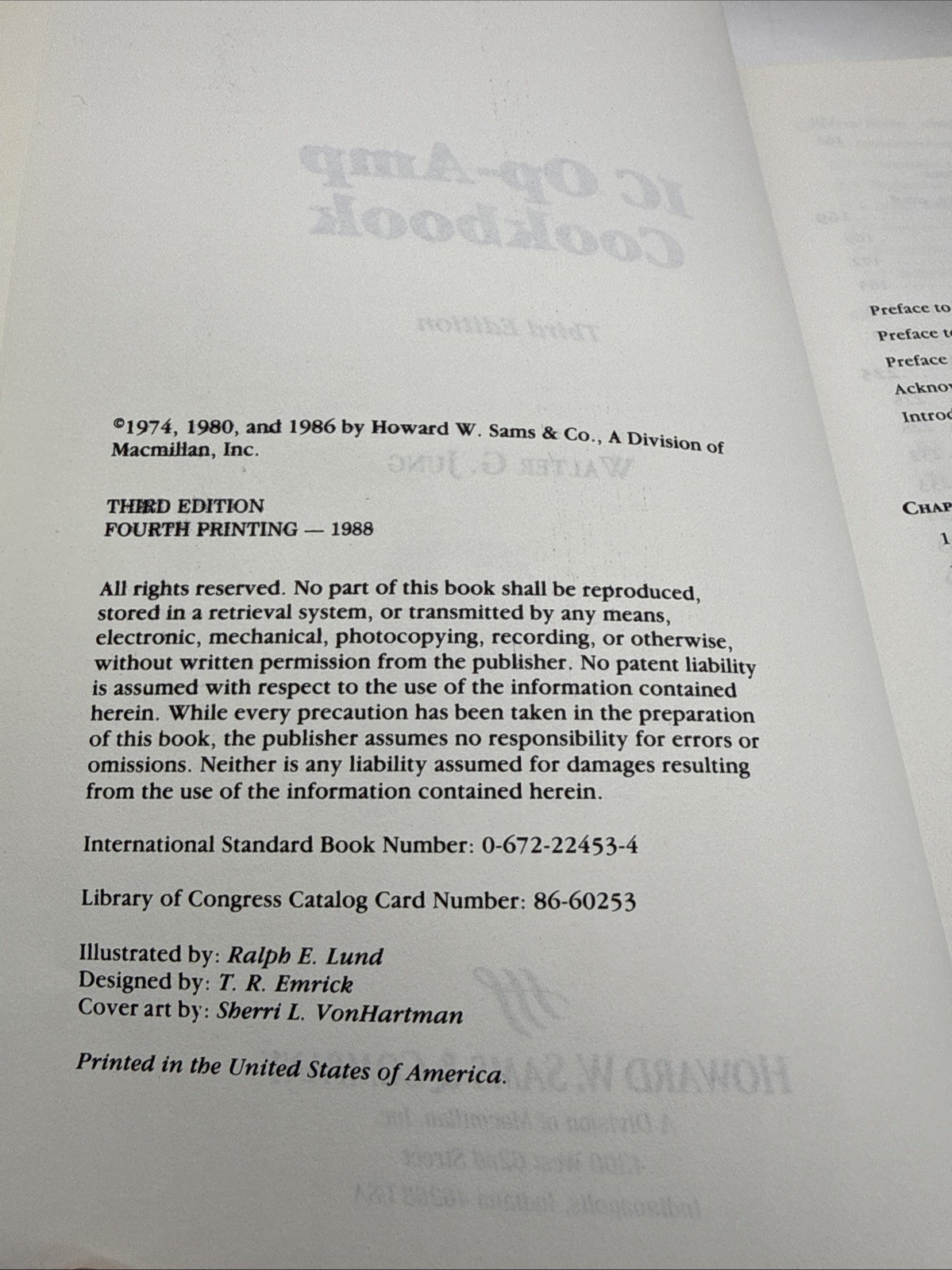 SAMS IC Op-Amp Cookbook by Walter G Jung Third Edition 1988 Paperback VG