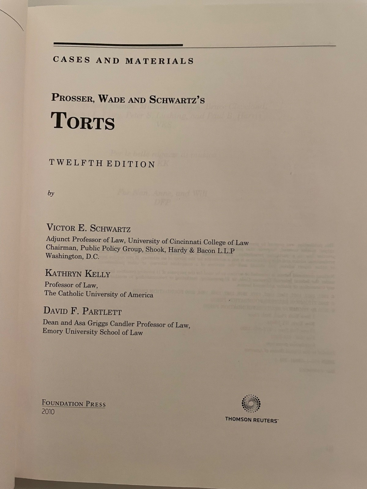 TORTS Cases and Materials – PROSSER – 12th Edition