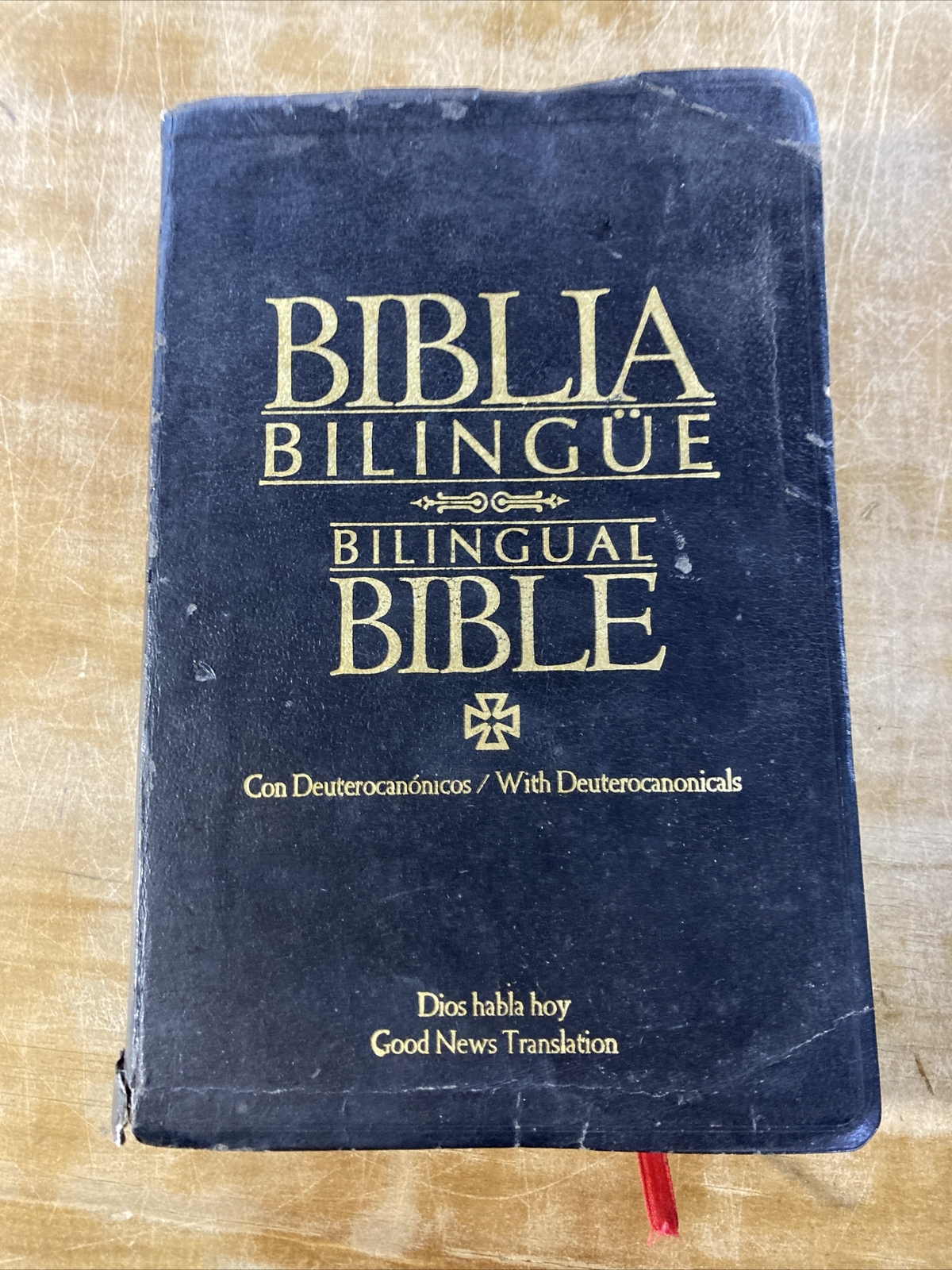 Spanish English Bilingual Bible Leather Biblia Bilingue Good News Dios Habla Hoy