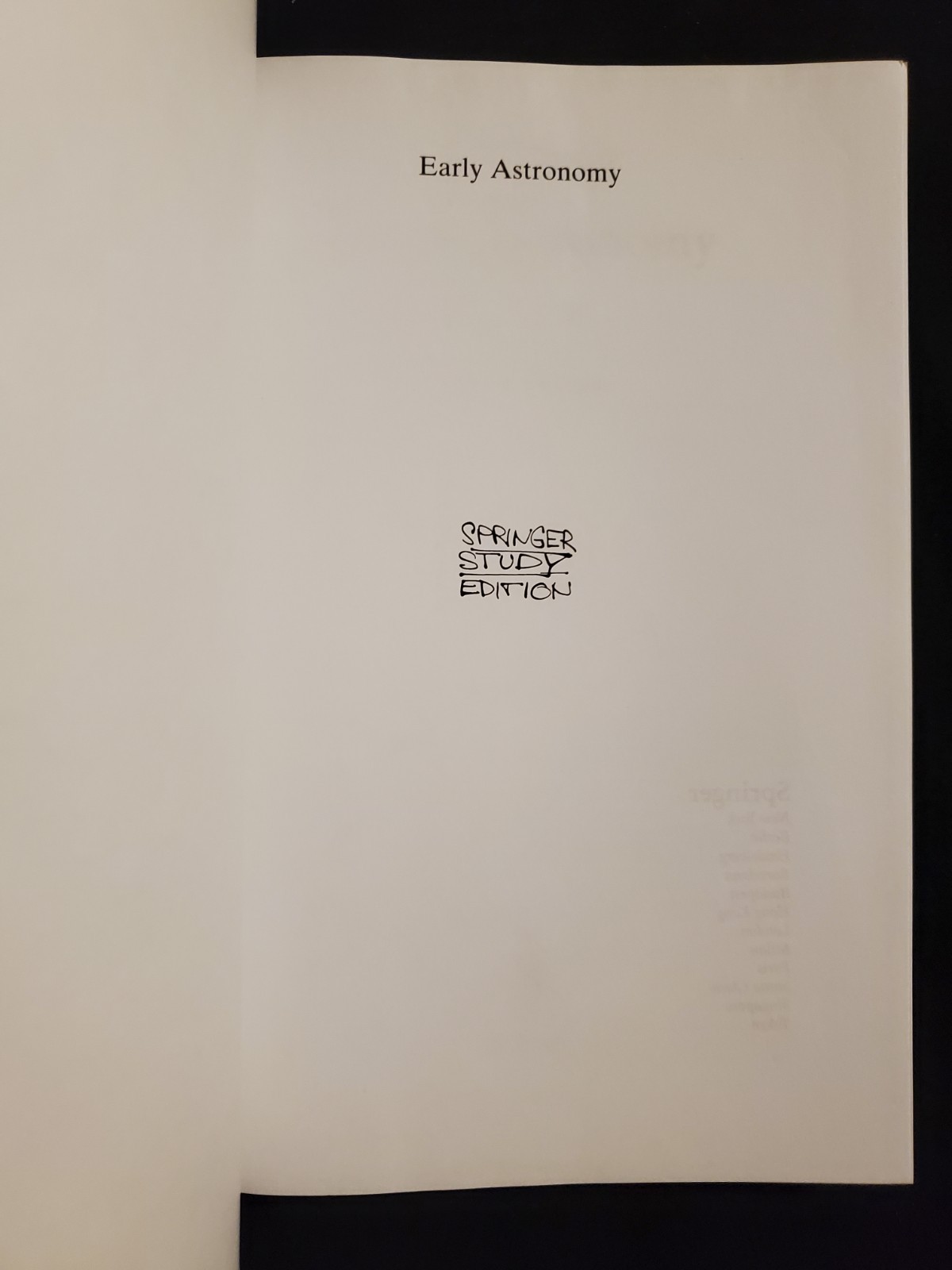 Early Astronomy by Hugh Thurston – Springer – 1996 1st Ed Softcover EXCELLENT