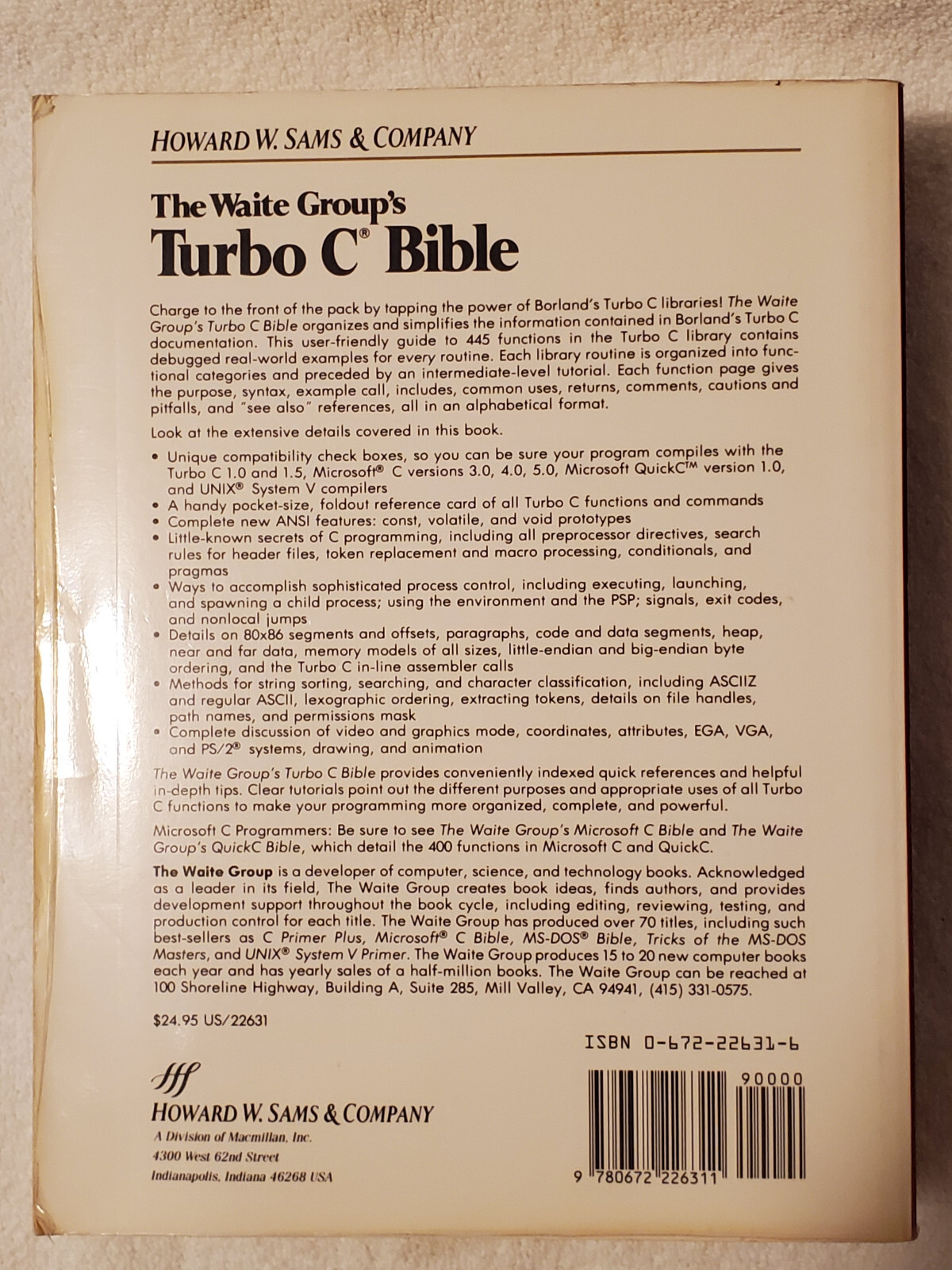 Waite Group’s Turbo C Bible Nabajyoti Barkakati 921pp SC [Free S/H]