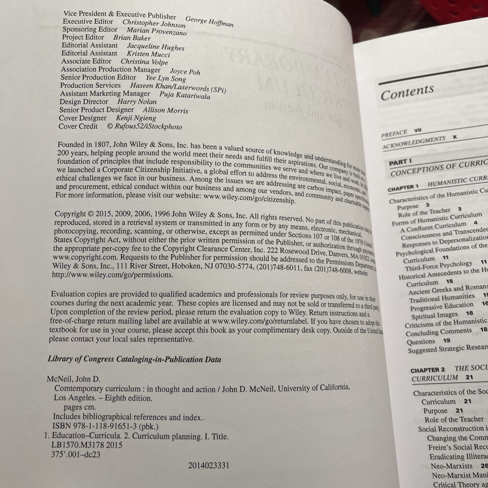 Contemporary Curriculum : In Thought and Action (8e) EVALUATION COPY