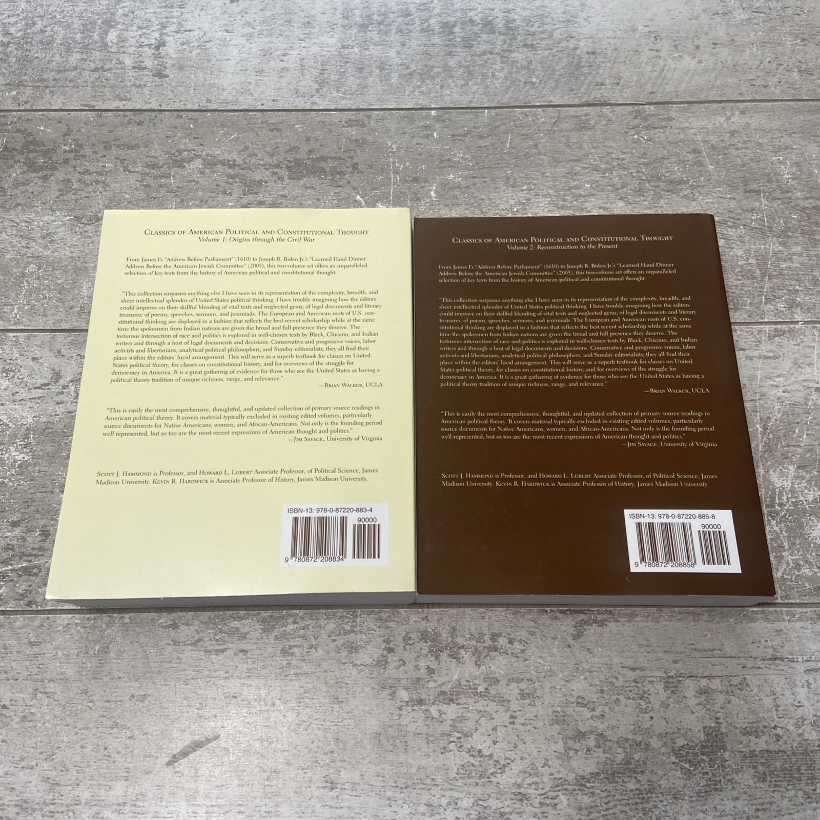 Classics of American Political and Constitutional Thought VOL 1 & 2 SC Book Set