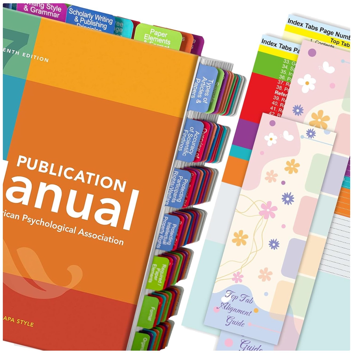 Complete Set of APA 7th Edition Index Tabs – Colorful, Laminated, Easy to Use