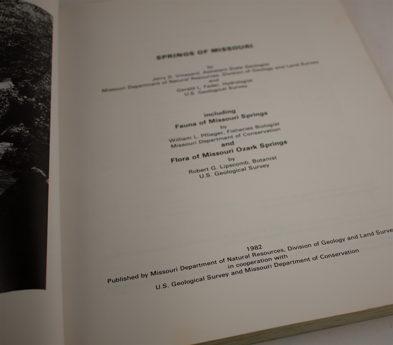 Springs of Missouri (1982, Missouri Department Natural Resources) Water Geology