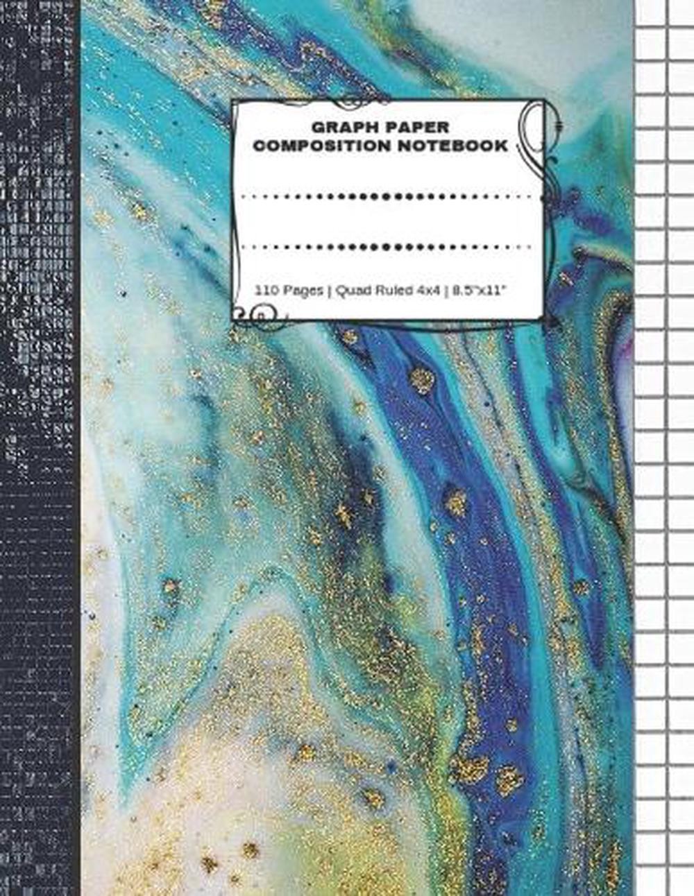 Graph Paper Composition Notebook: 110 Pages – Quad Ruled 4×4 – 8.5″ x 11″ Marble