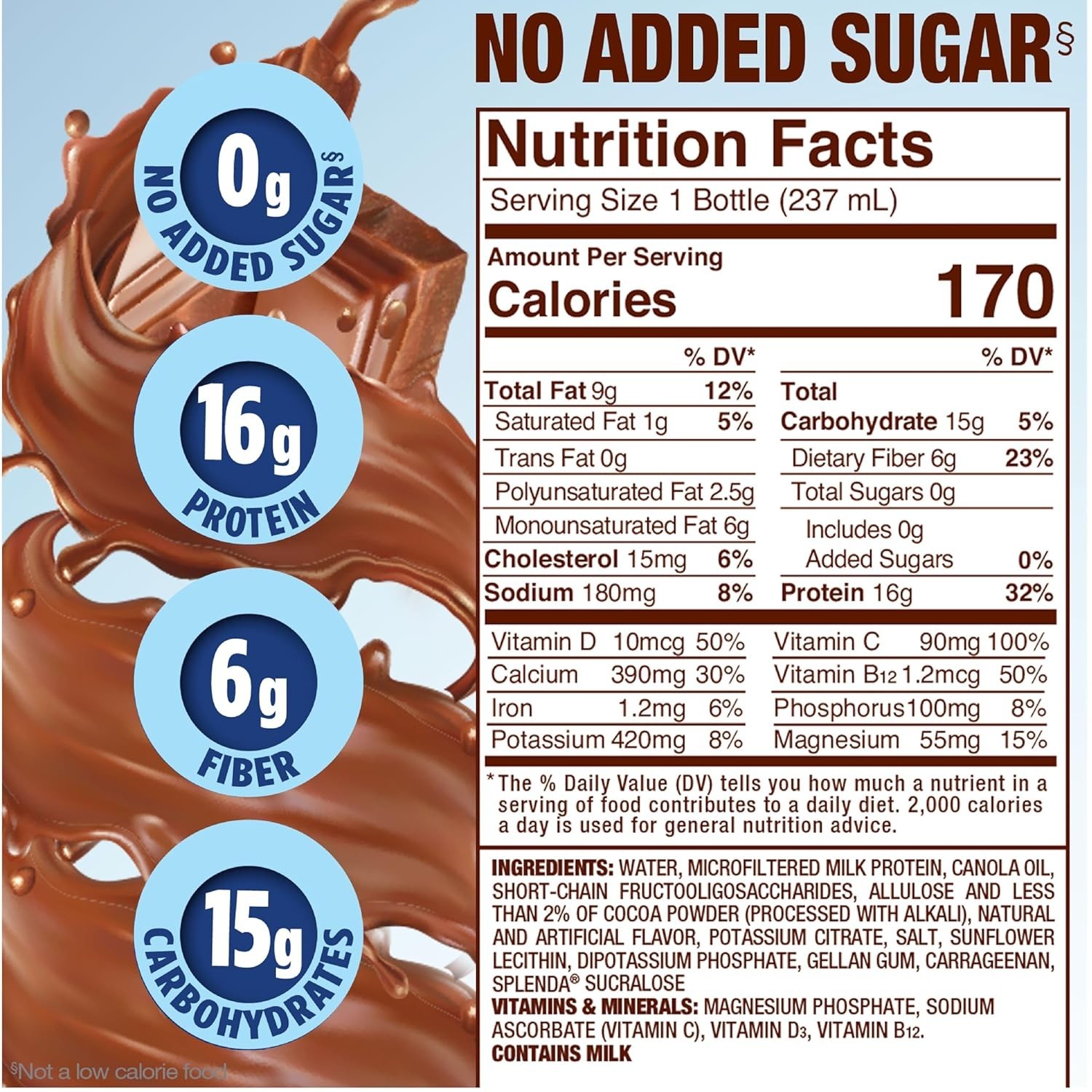 Diabetes Nutrition Meal Replacement Shake, Milk Chocolate, 8 Fl Oz – Pack of 24