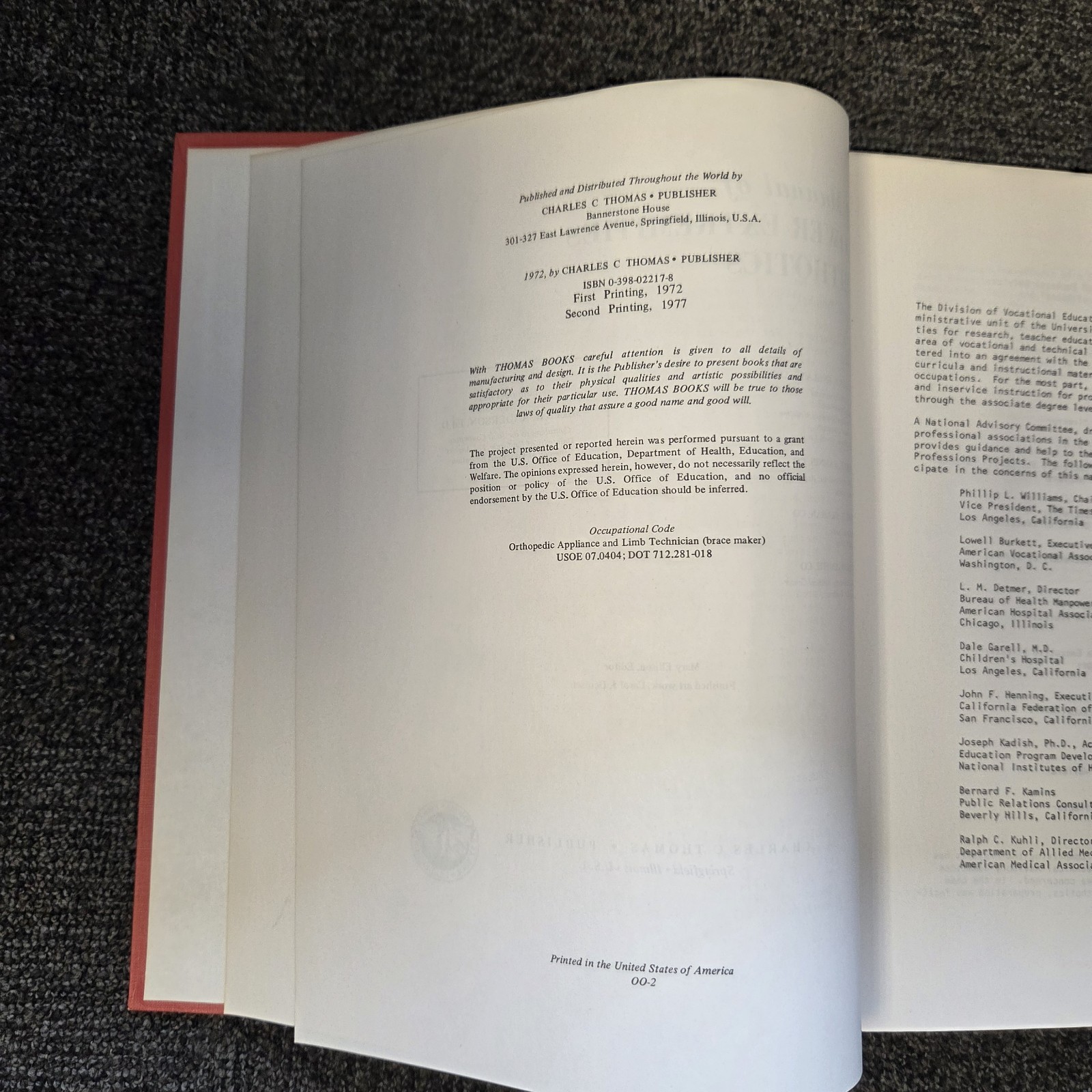 Manual of Lower Extremities Orthotics Hardcover 1977 2nd Printing Miles Anderson