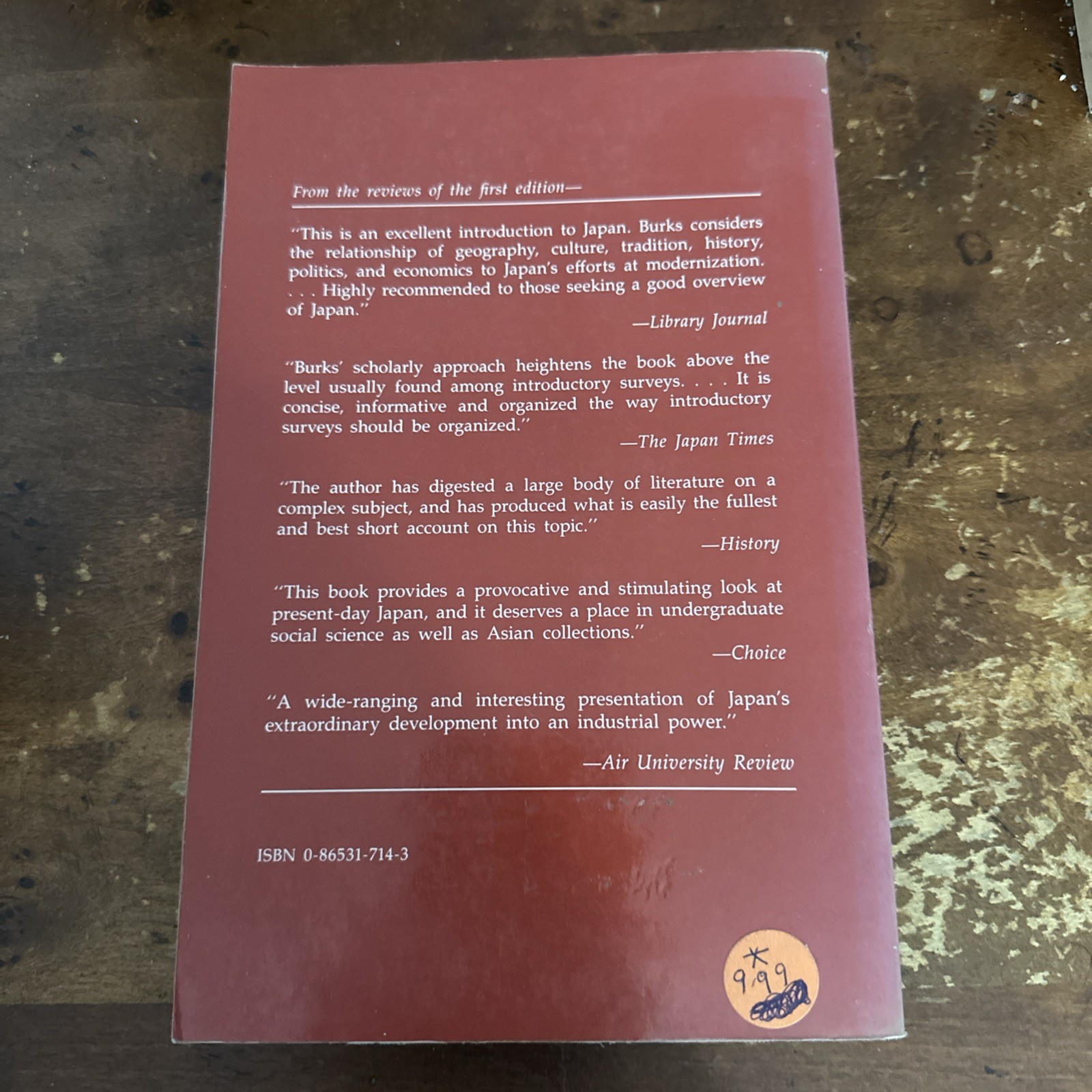 Japan A Postindustrial Power Burks 2nd Ed. Very Good No Marks Inside Ships Fast
