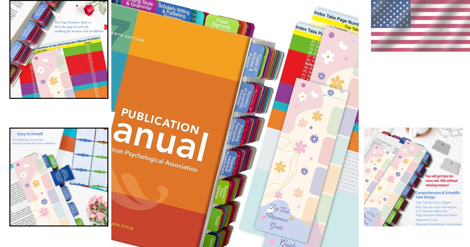 Complete Set of APA 7th Edition Index Tabs – Colorful, Laminated, Easy to Use