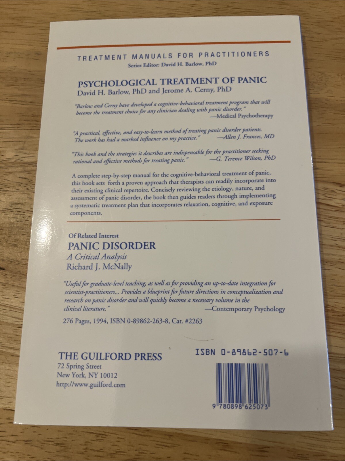 Psychological Treatment of Panic by PhD Barlow, David H: Paperback