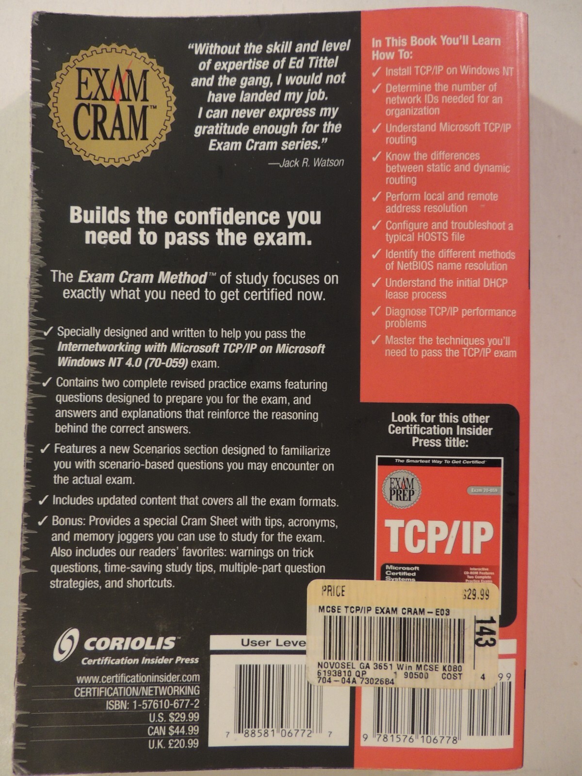 MCSE TCP/IP Exam Cram 3E (Exam: 70-059) by Gary Novosel