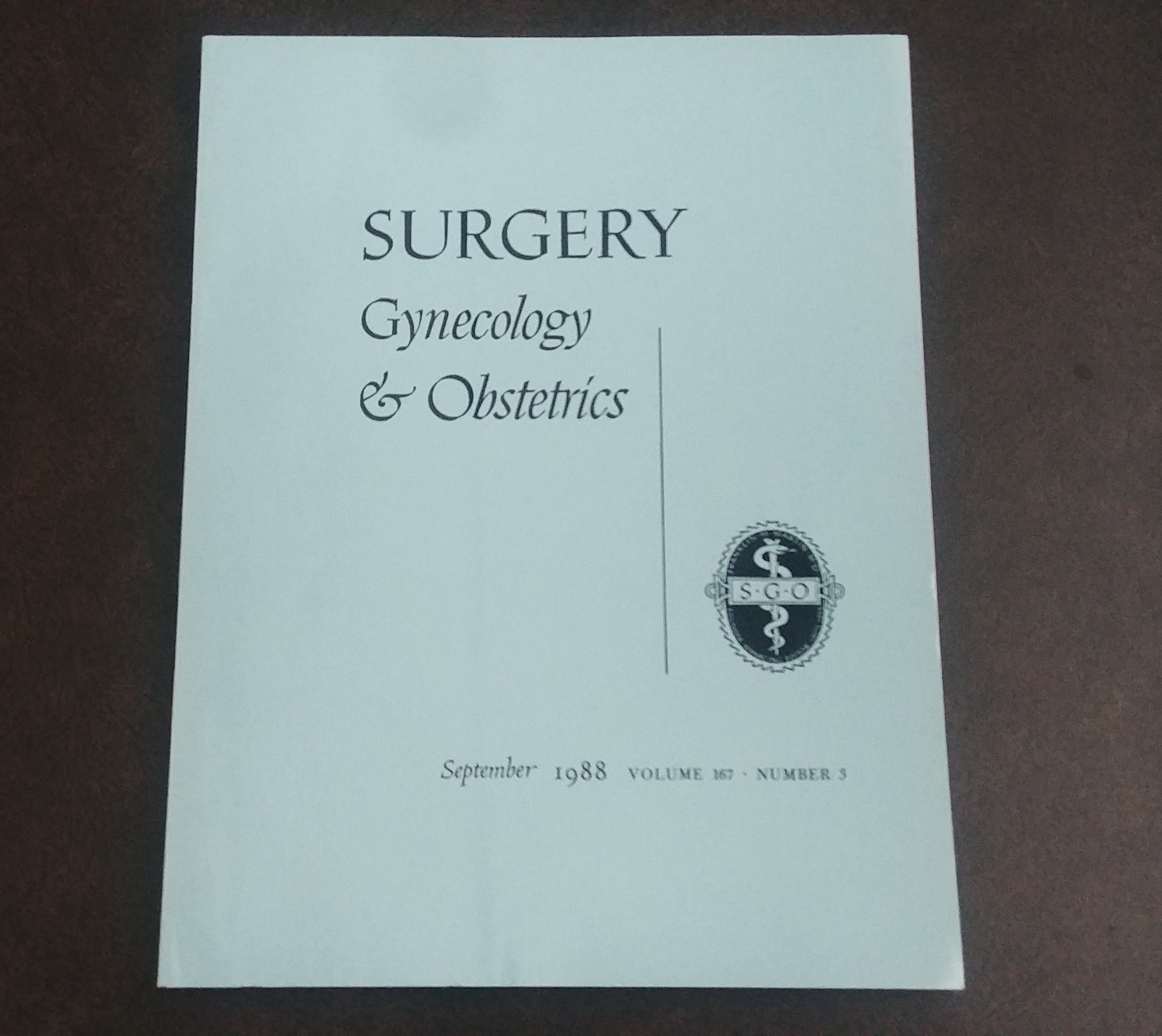 Surgery, Gynecology & Obstetrics Medical Journal Vol. 167 COMPLETE Vintage 1988