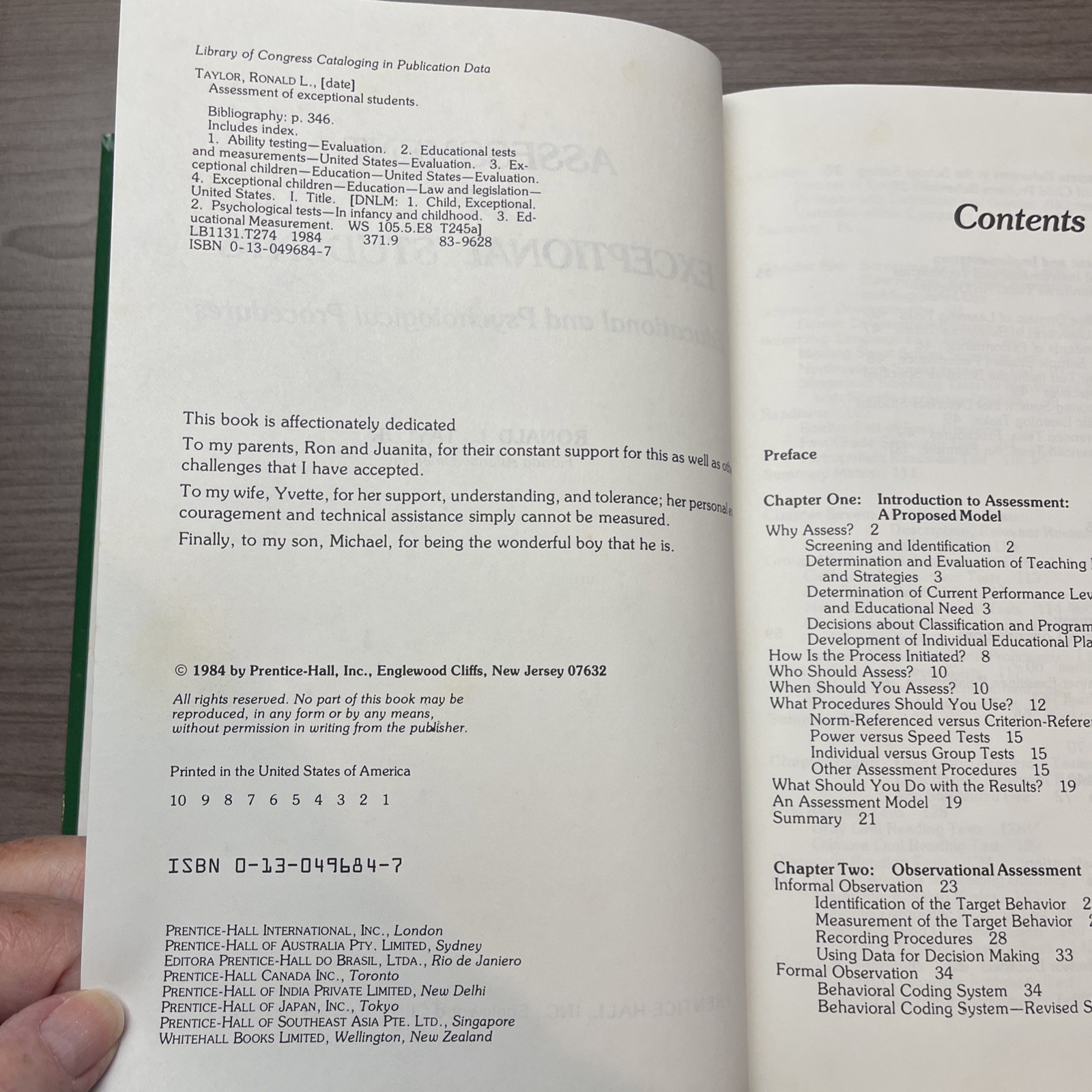Assessment of exceptional students Ronald L Taylor HC 1984 1st Edition