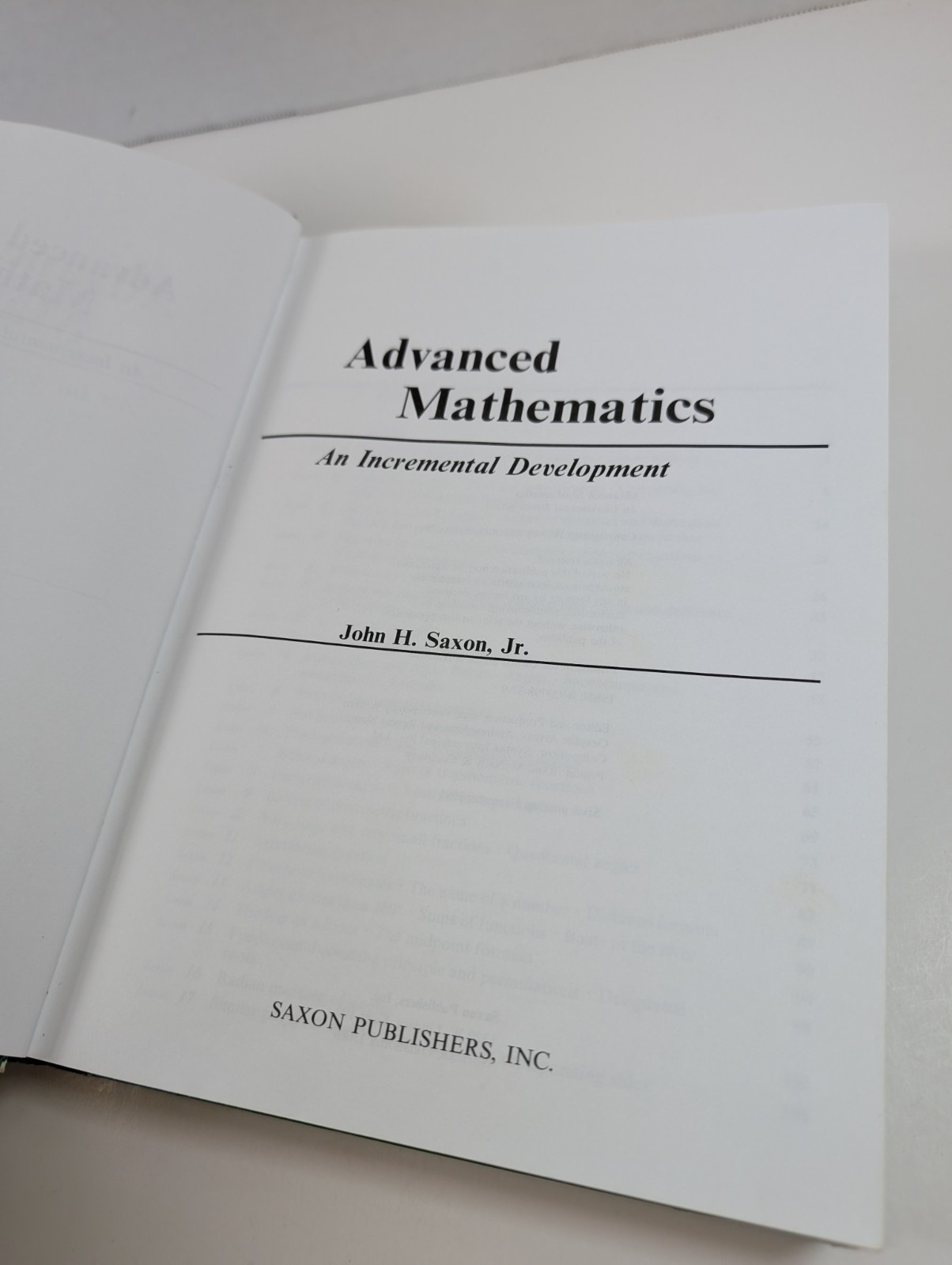 Saxon Advanced Mathematics Textbook An Incremental Development