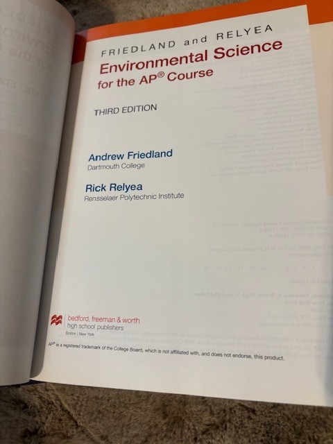 Environmental Science For The AP Course Third Edition Andrew Friedland Textbook