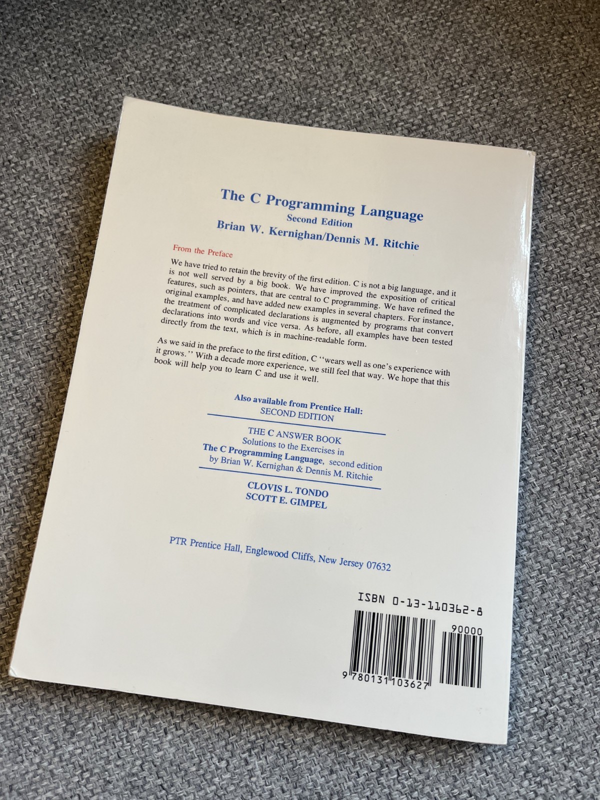 The C Programming Language (2nd Ed) – Kernighan & Ritchie – US Print – CLEAN