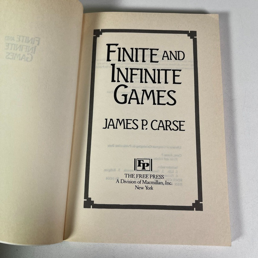 Finite and Infinite Games: A Vision of Life as – James P. Carse (1986, PB) Book