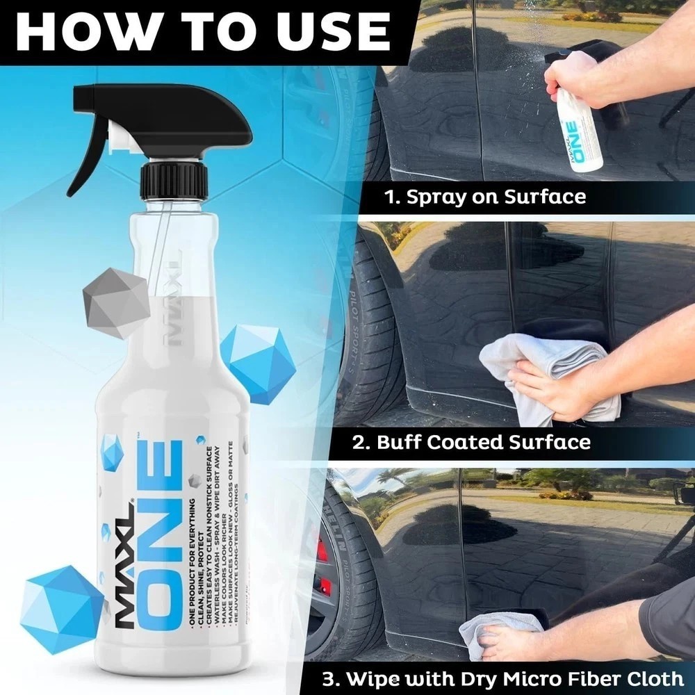 20oz Car Spray with Triphene® Quick Spray & Wipe All Purpose Waterless 2 Bottles