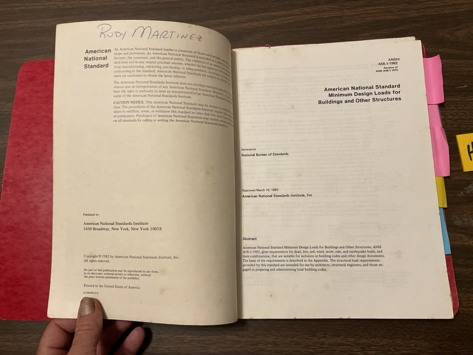 1982 American National Standard, Minimum Design Loads For Buildings, H3