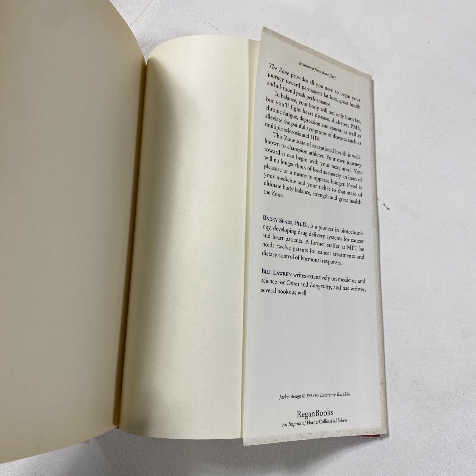 The Zone : A Dietary Road Map – Barry Sears (Dust Jacket, 1995, 1st Edition)