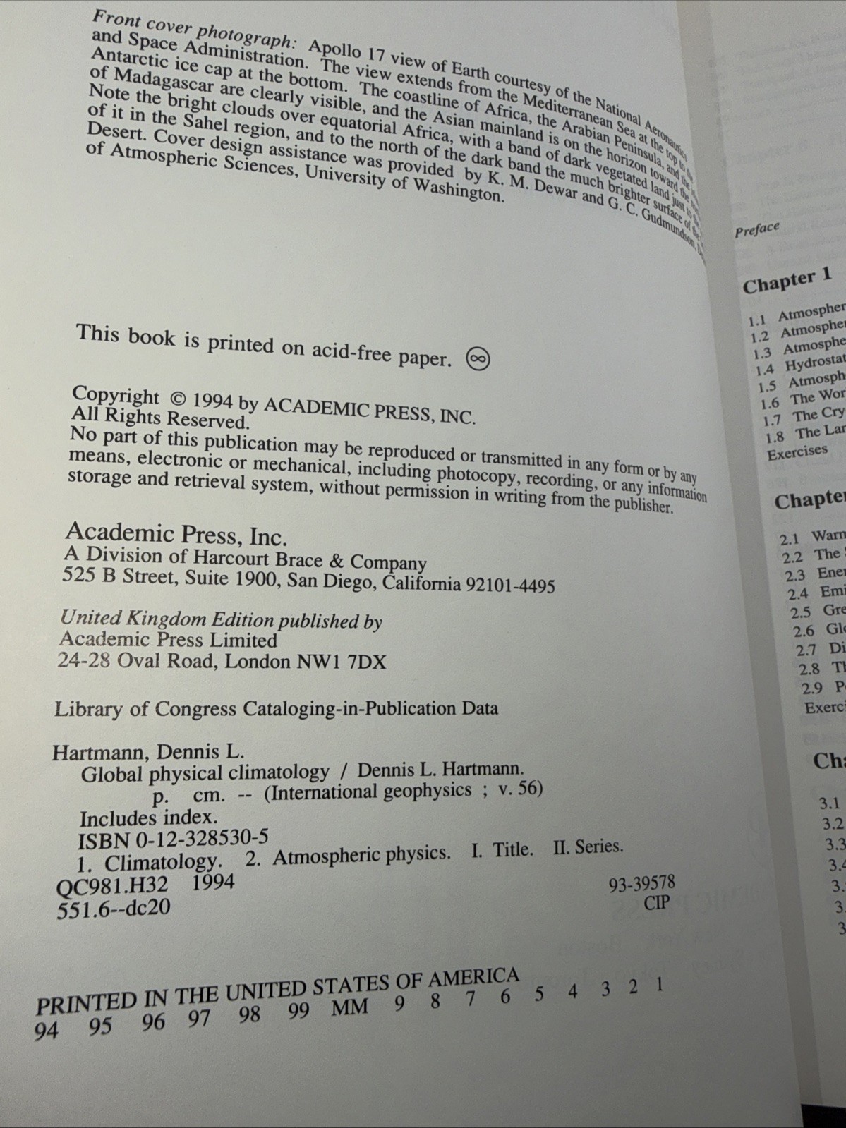 Global Physical Climatology Hardcover Dennis L. Hartmann