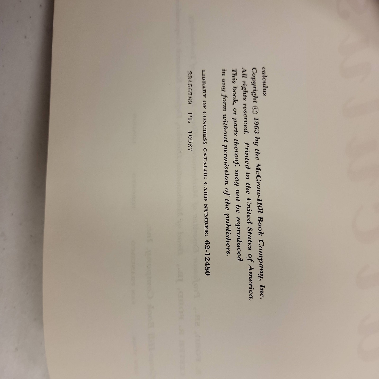 1963 Calculus Textbook Lester R Ford Sr Jr McGraw-Hill Hardcover