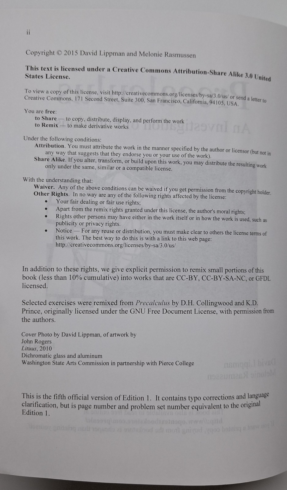 College Precalculus An Investigation of Functions Edition 1.5 Lippman Rasmussen