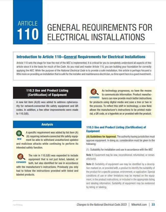 2023 Mike Holt’s Changes to the National Electrical Code With Digital Answer key