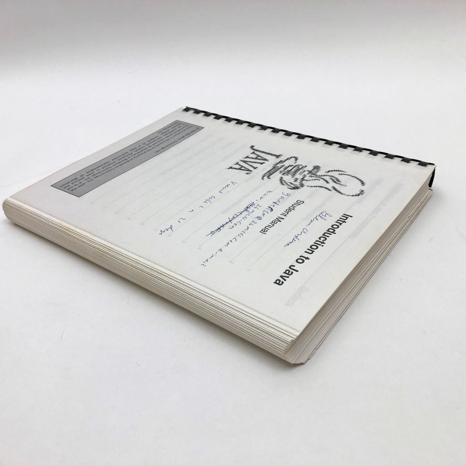 Introduction to Java Student Manual CR 1998 Marathon Technology Spiral Bound
