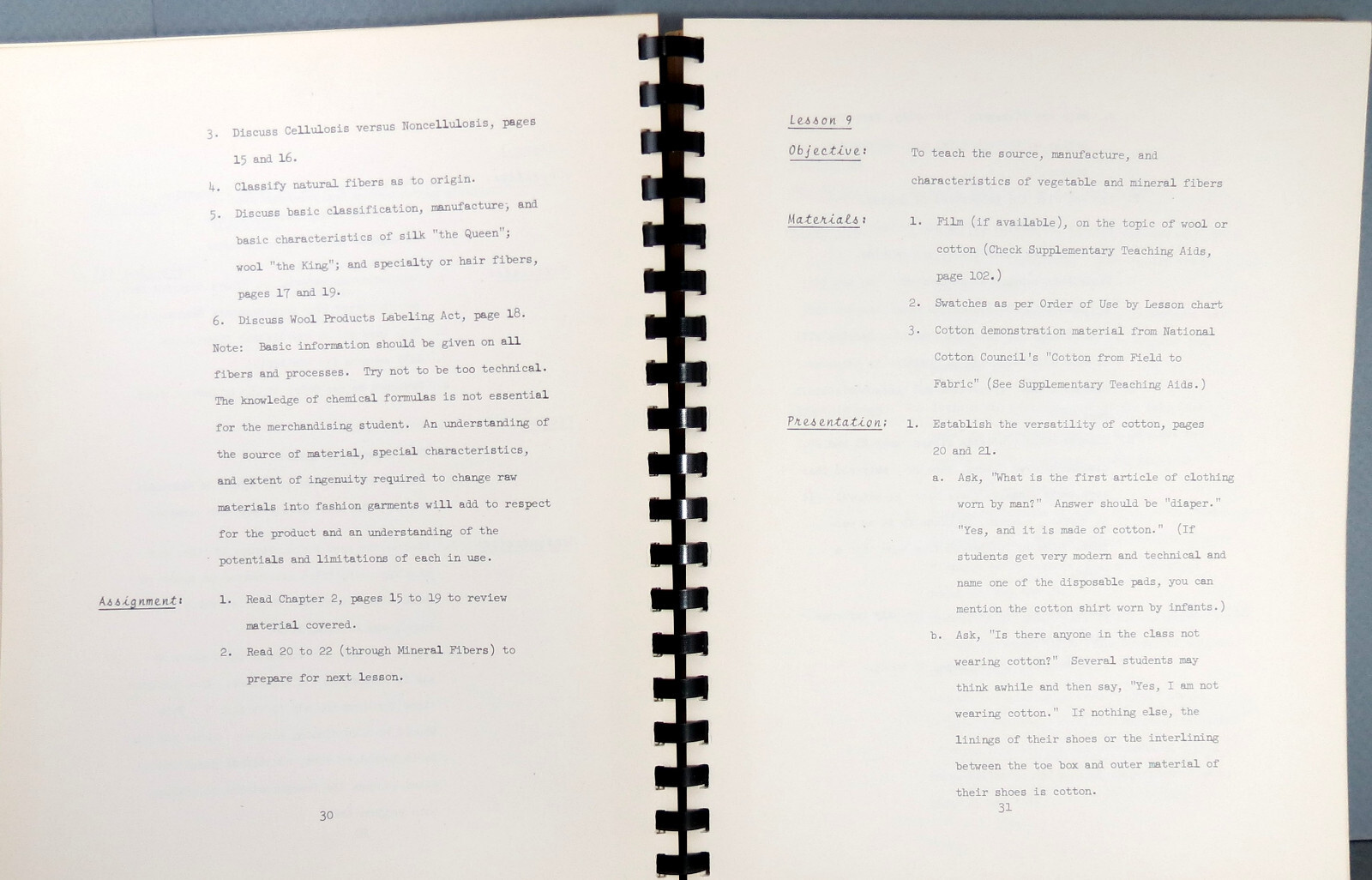 Fashion Textiles and Laboratory Workbook Teacher’s Manual First Edition 1971