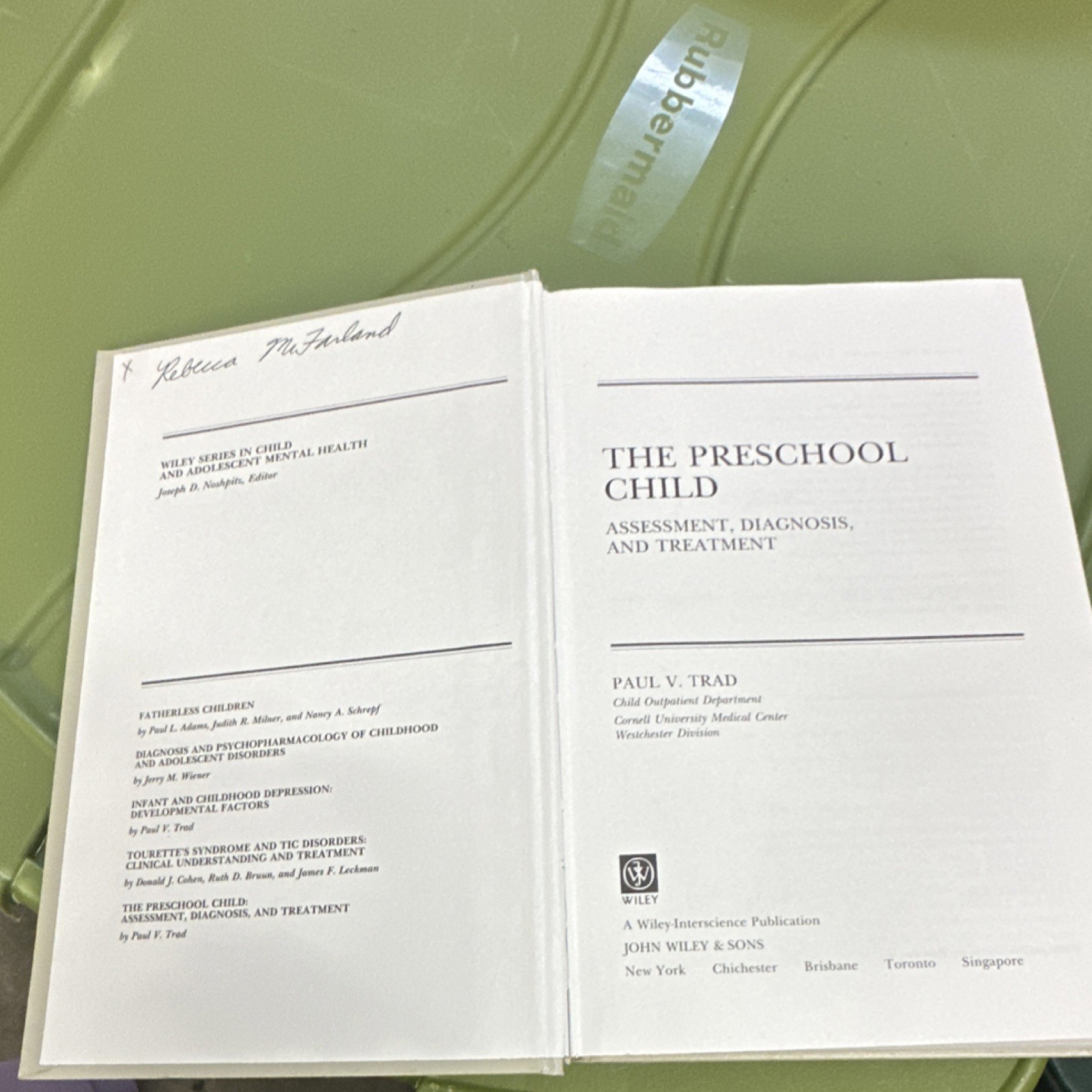 John Wiley & Sons The Preschool Child by Paul V. Trad Hardcover 1992 464p