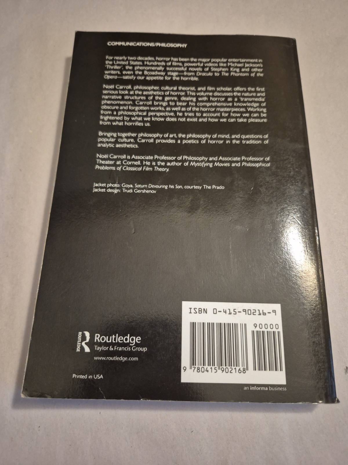 Philosophy of Horror : Or, Paradoxes of the Heart by Nöel Carroll (1990, Uk-B…