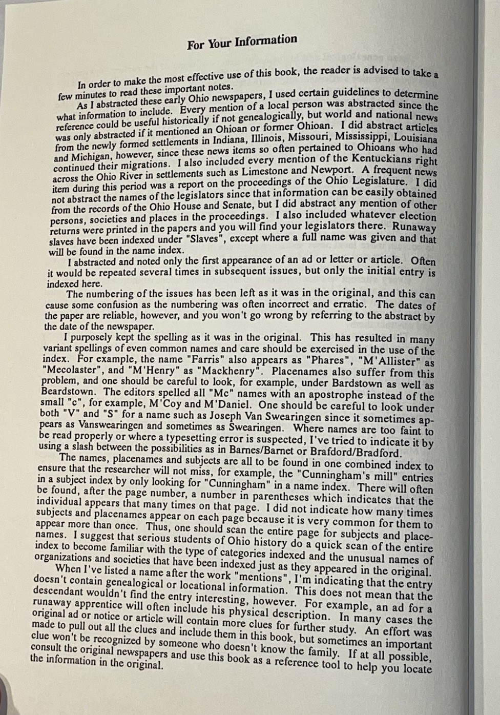 PIONEER OHIO NEWSPAPERS, 1802-1818 Genealogical and Historical Abstract Green
