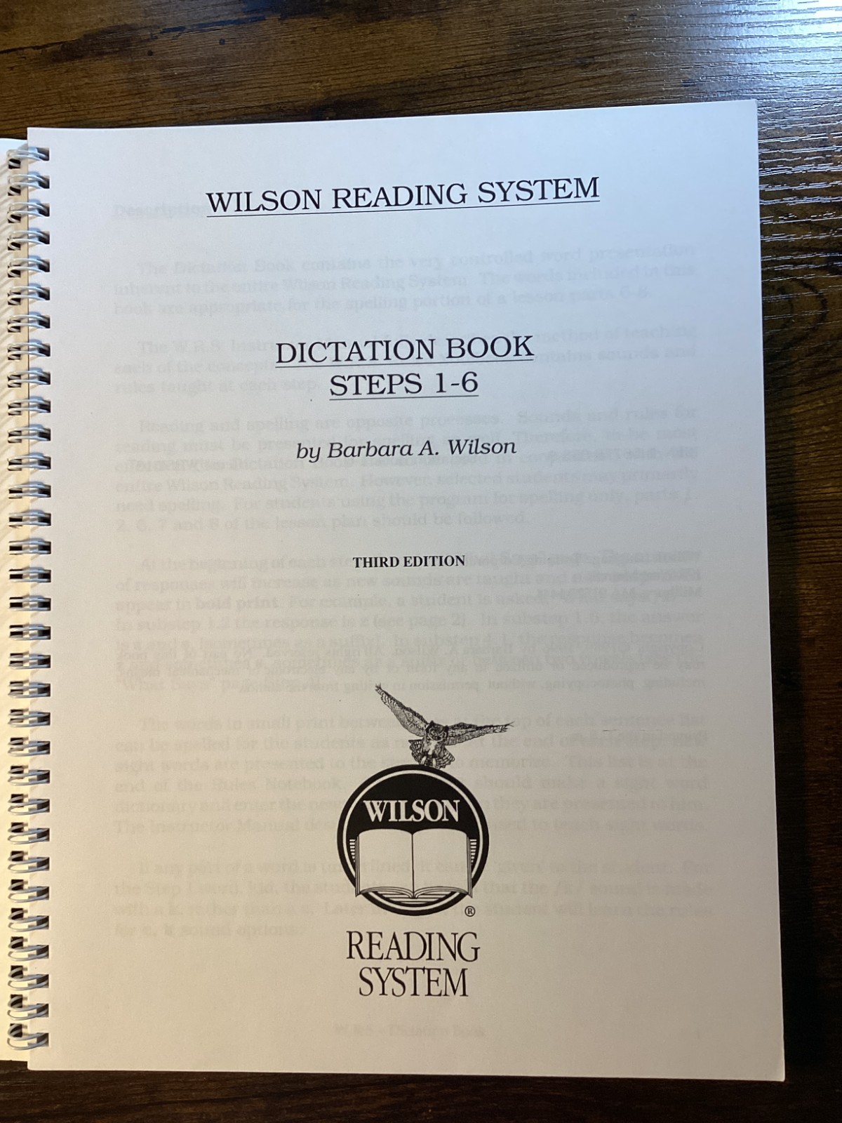 Wilson Reading System Dictation Book steps 1 – 6 Third Edition Barbara A Wilson