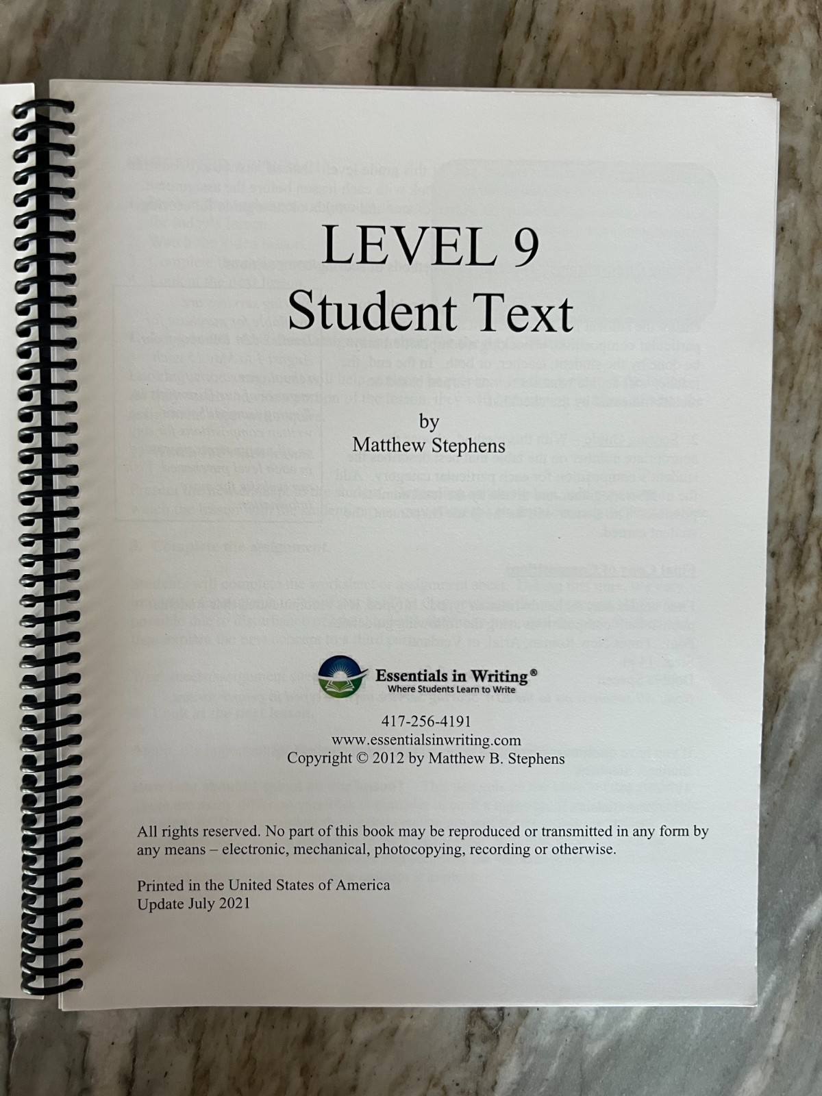 Essentials in Writing Level 9 Student Workbook; Homeschool Curriculum EIW