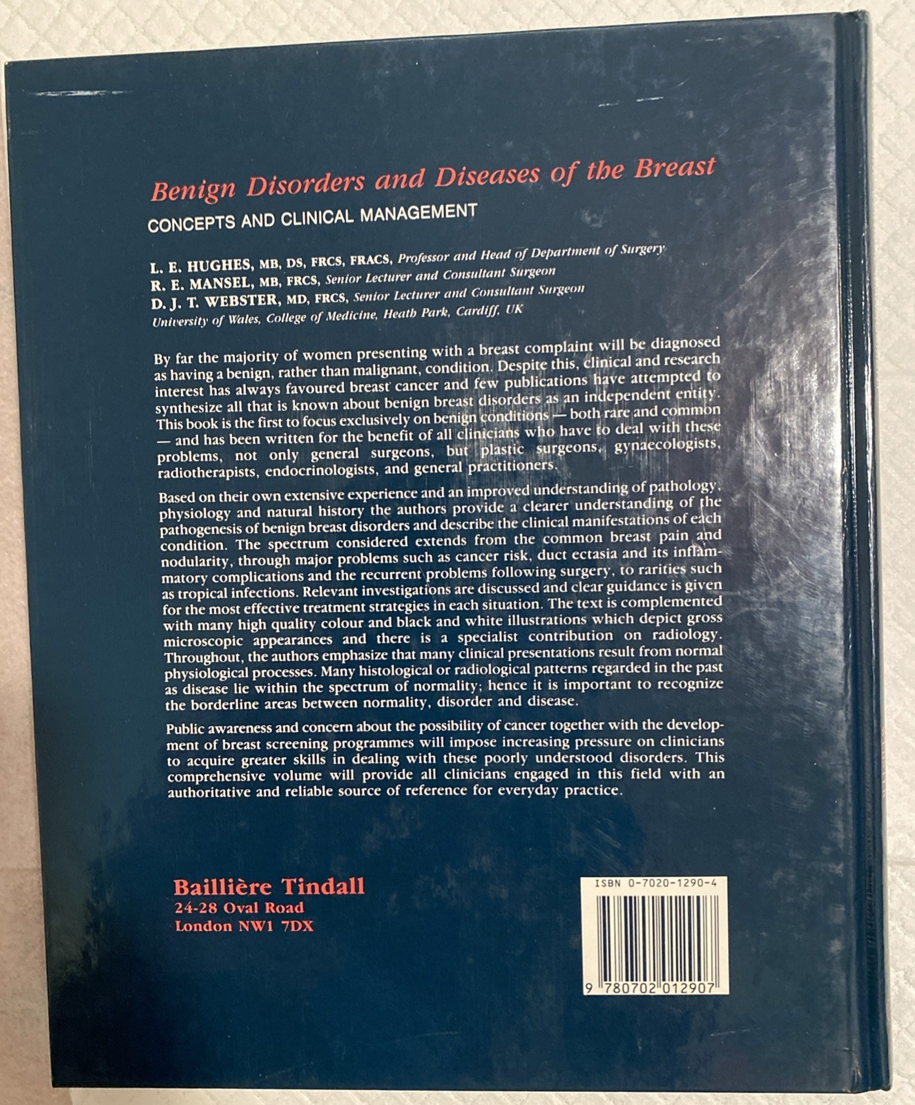 Benign Breast Disorders and Diseases by William Hughes (1989, Hardcover)