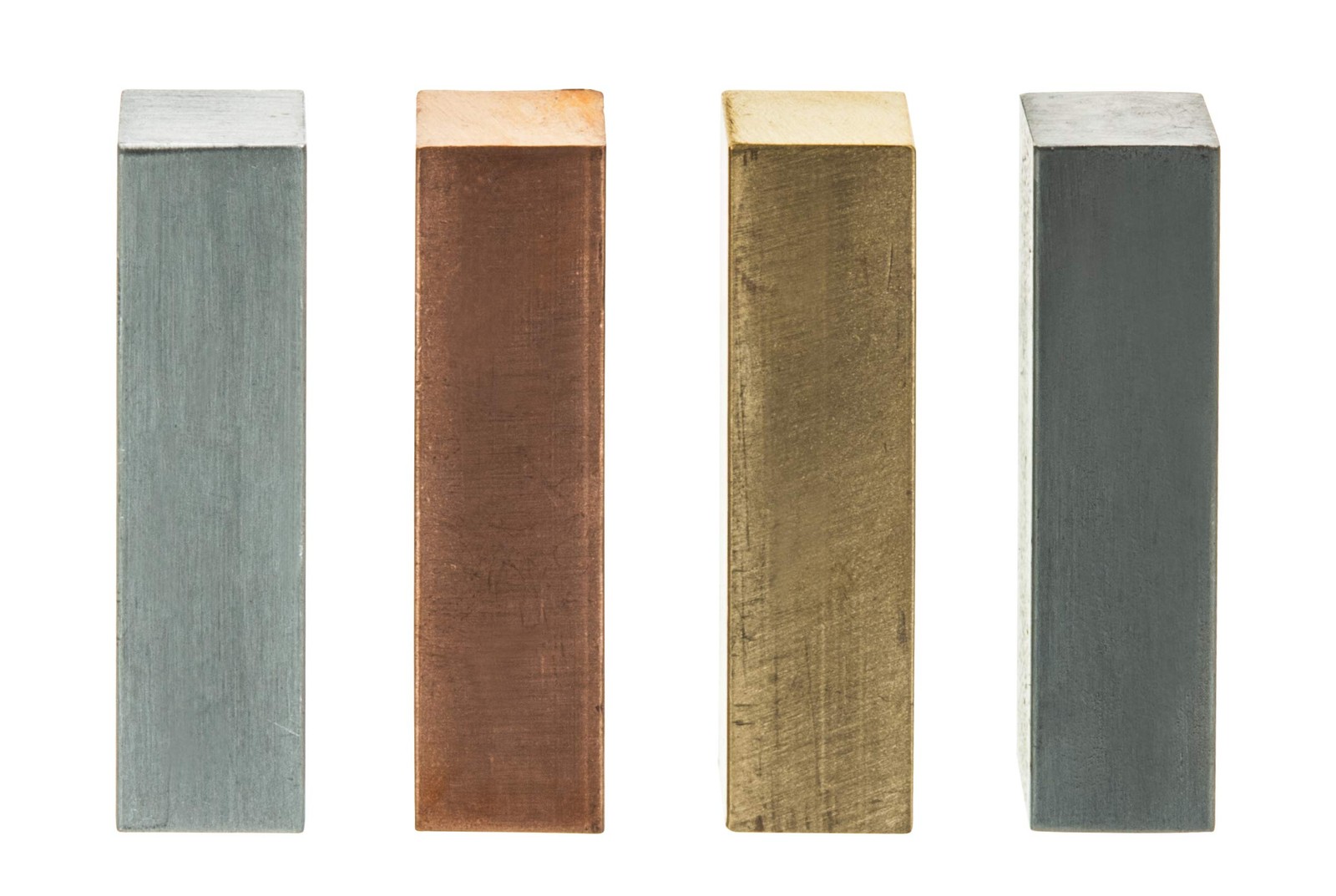 4pc Metal Block Set Brass Aluminum Steel Copper for Density Investigation