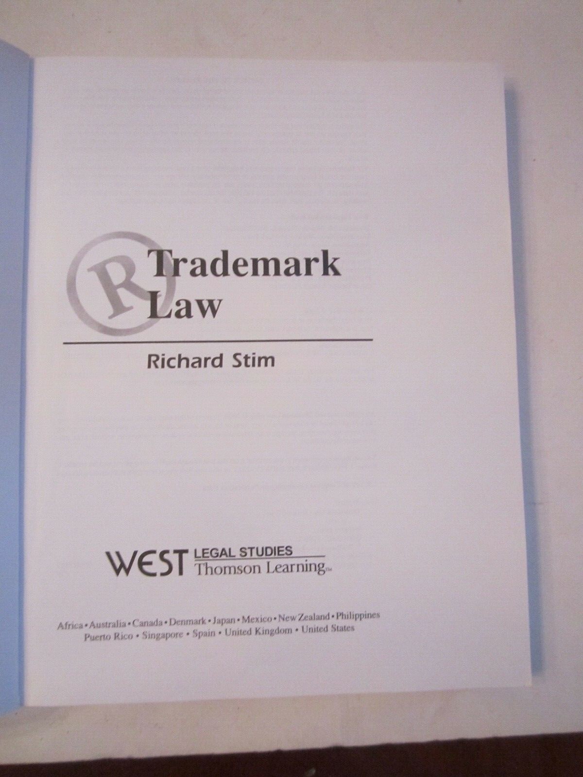 2000 TRADEMARK LAW BOOK BY RICHARD STIM – 288 PAGES