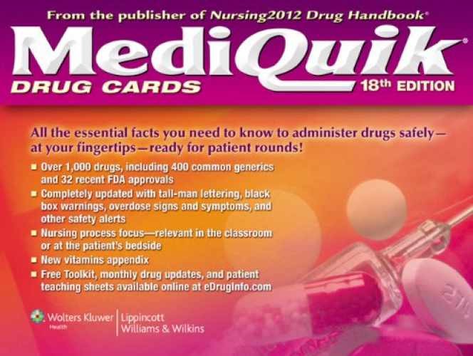 MediQuik Drug Cards – Cards, by Lippincott Williams & Wilkins – Very Good