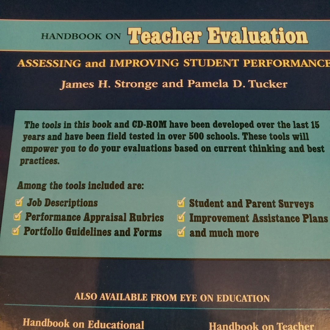 Handbook on Teacher Evaluation Stronge Tucker 2003 Routledge CD-ROM K-12 Admin
