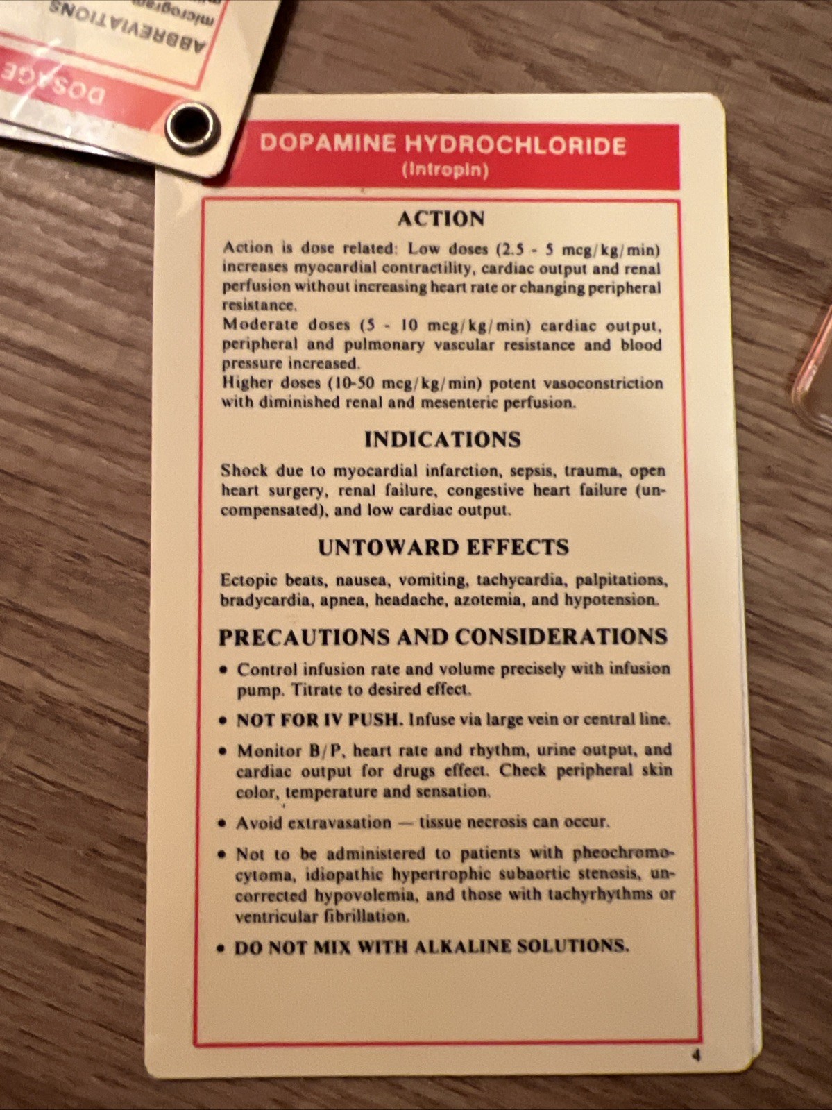 Medical Reference Cards Dosage Calculations With Slip