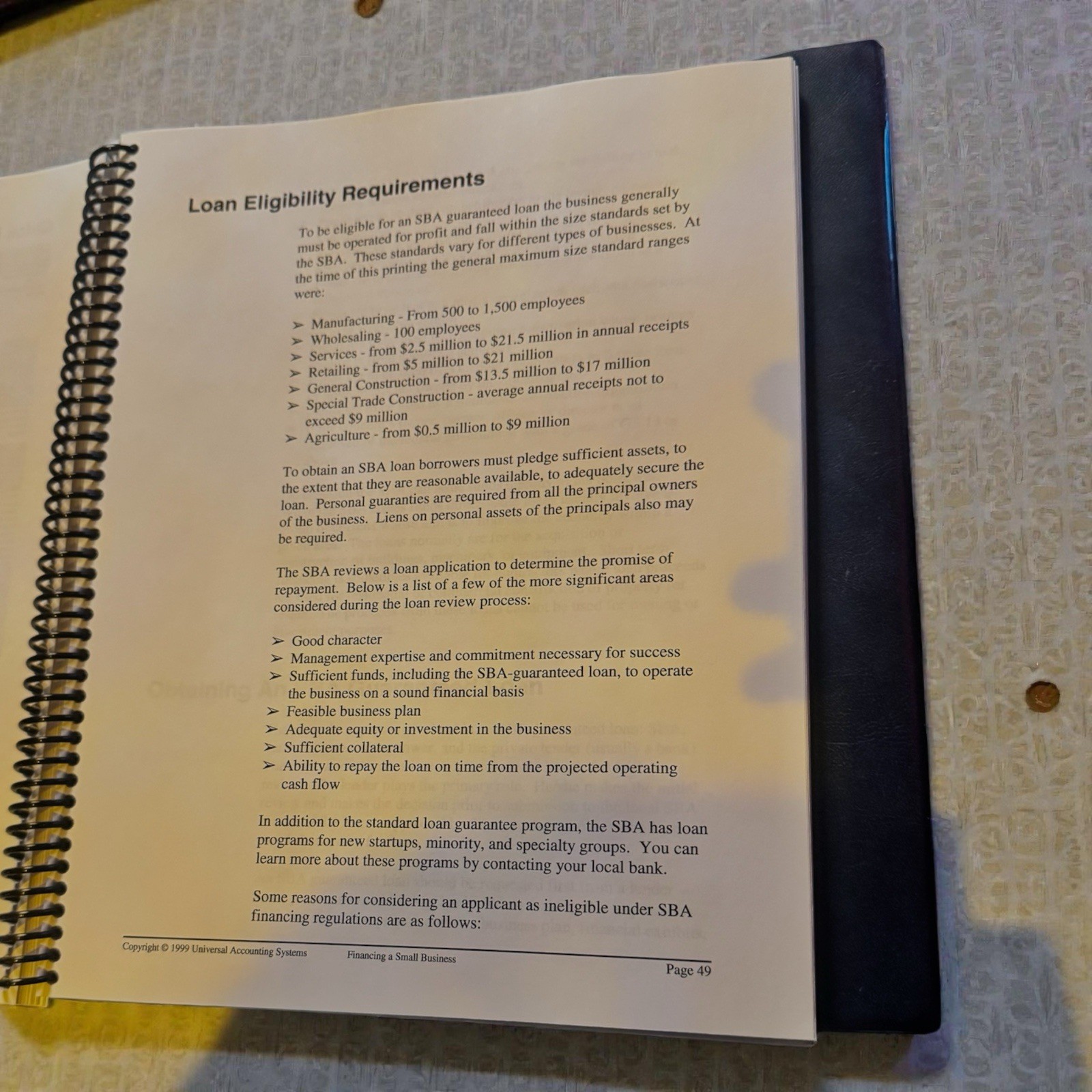 Universal Accounting Financing a Small Business Training Binder w/CD