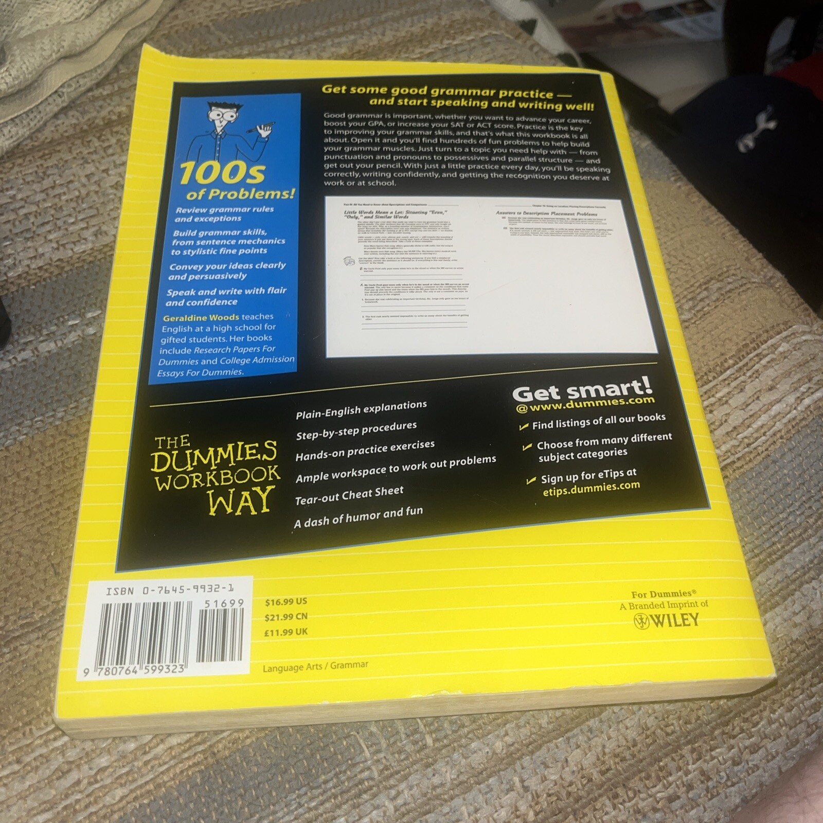 English Grammar Workbook for Dummies by Geraldine Woods (2006, Trade Paperback)