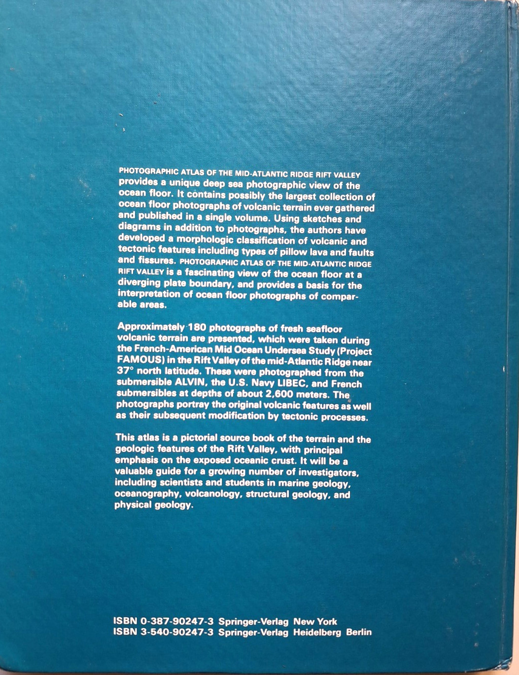 1977 Photographic Atlas MidAtlantic Ridge Valley Sgd by Robert Ballard (Titanic)
