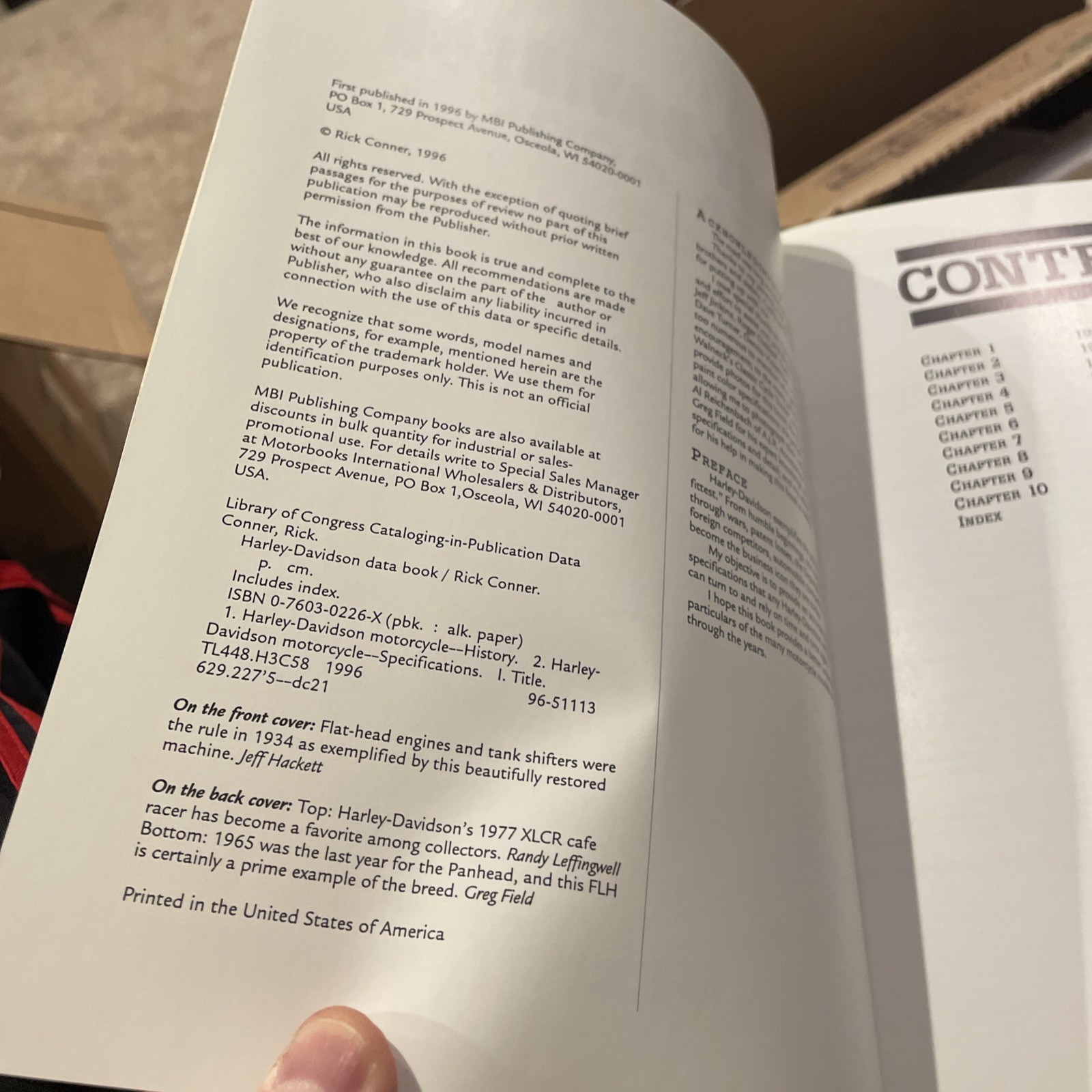 1996 paperback Harley-Davidson Data Book