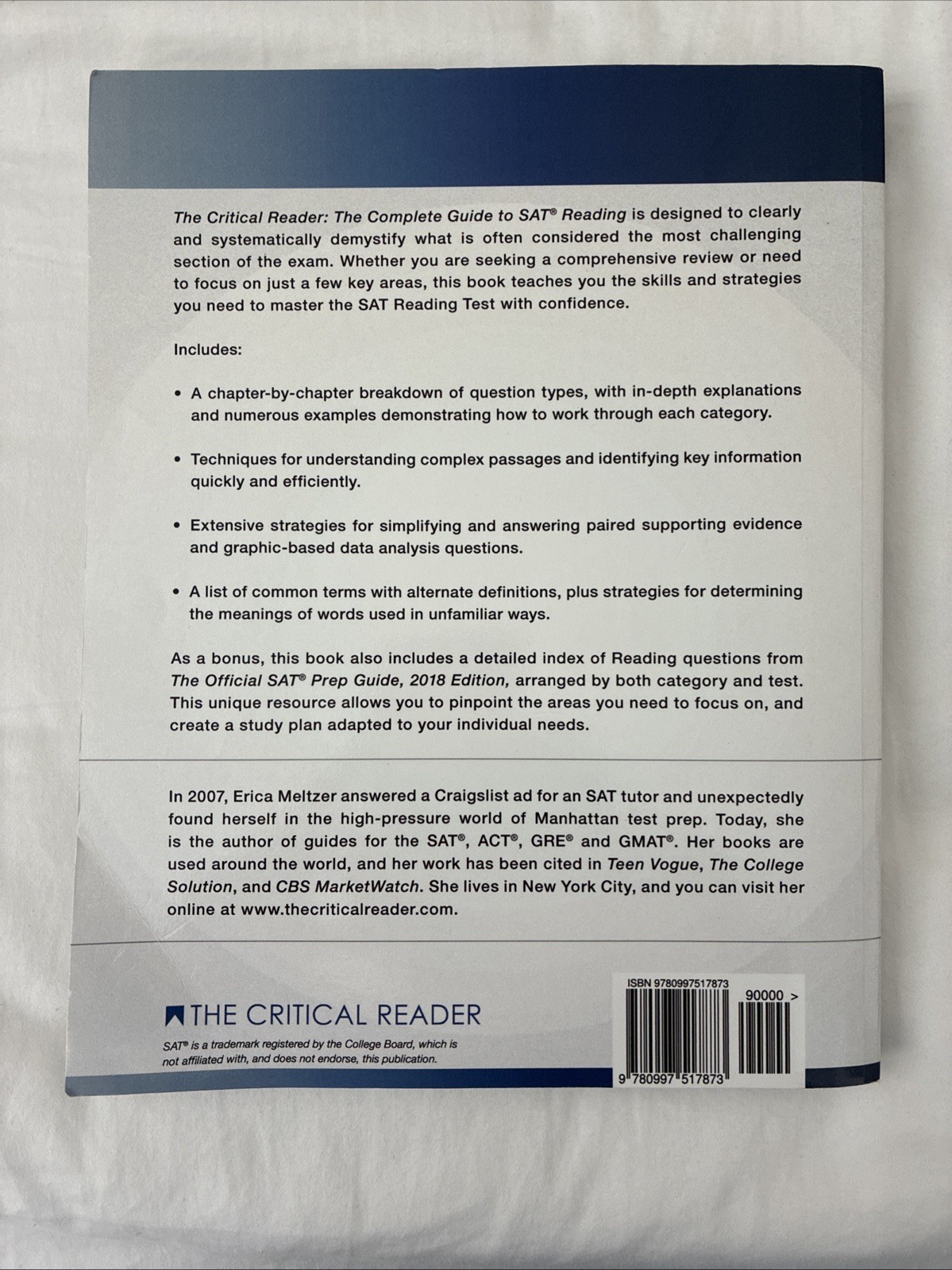 Critical Reader :Complete Guide to SAT Reading, 3rd Edition by Erica L. Meltzer
