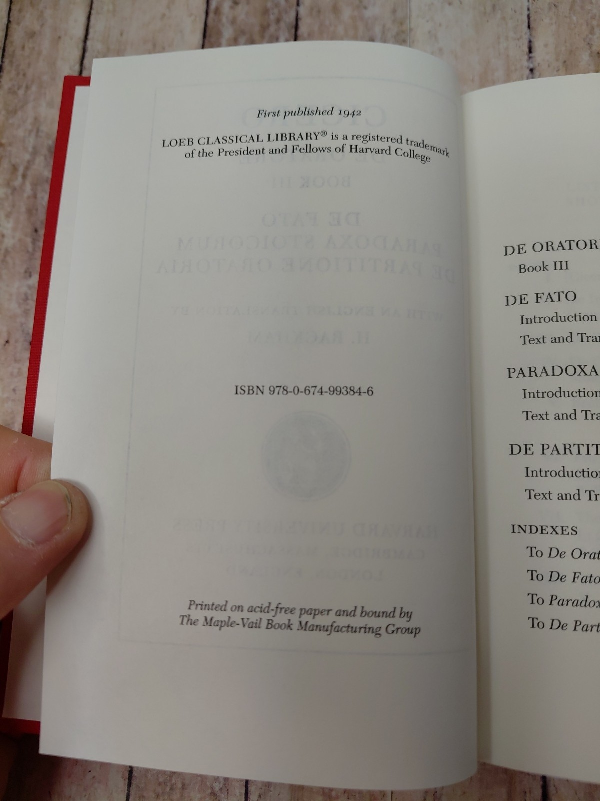 Loeb Classics LCL 349 Cicero IV On the Orator: Book 3. on Fate. Stoic Paradoxes