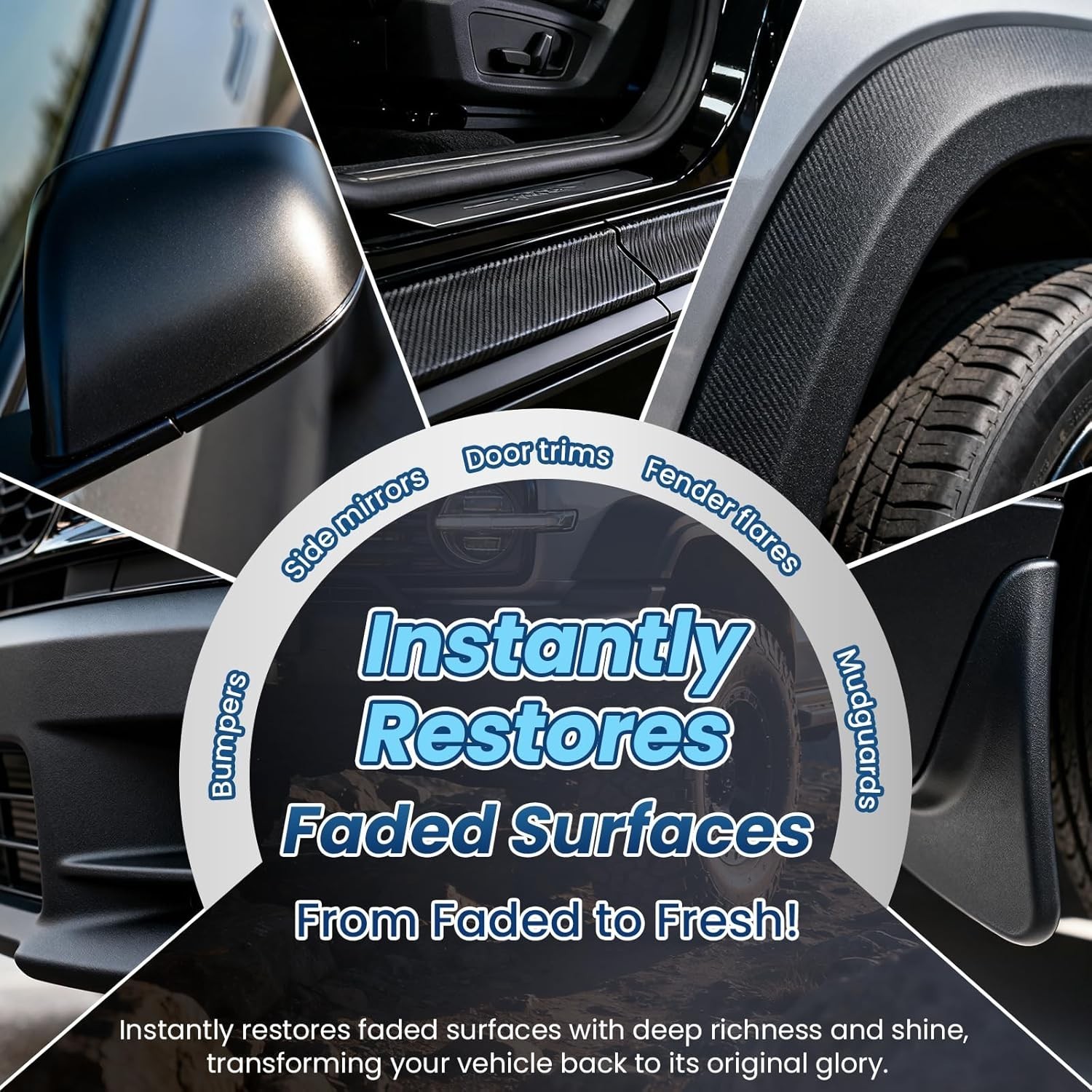 Deep Black Plastic Restorer for Cars – 5oz Trim & Vinyl Protector with Sponge